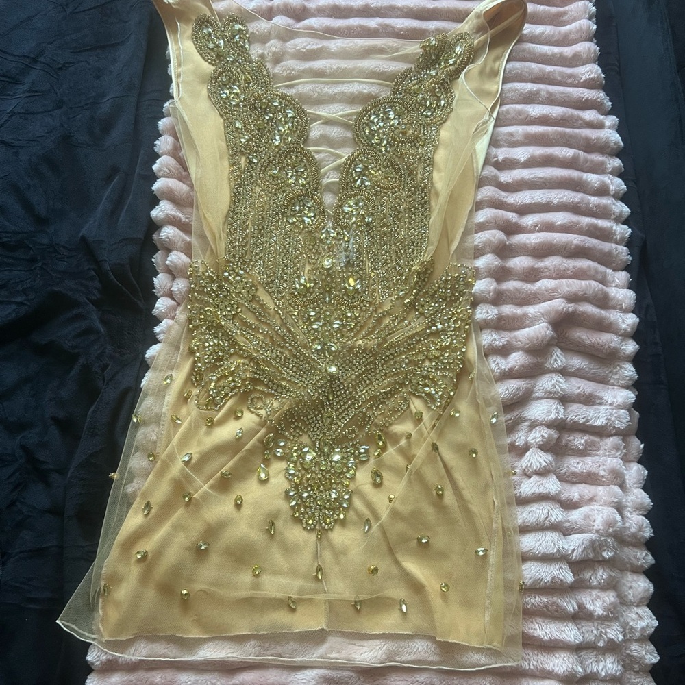 Elegant Gold Embellished Dress